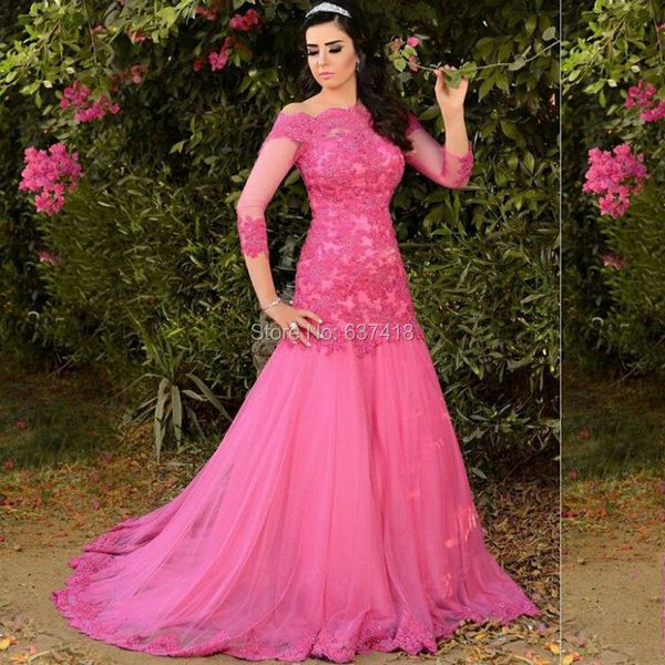 party dresses fuchsia elegant mermaid long evening dress prom with lace appliques three quarter sleeves, White;black
party dresses fuchsia elegant mermaid long evening dress prom with lace appliques three quarter sleeves, White;black