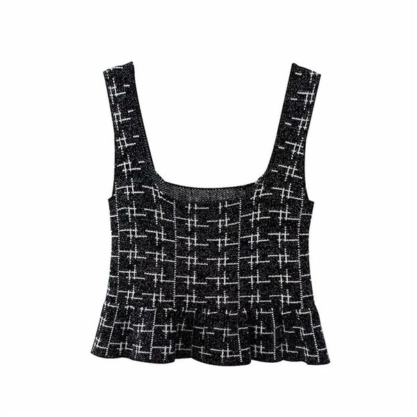 summer women fashion za knitted tank chic lady plaid shining ruffles short female vinatge knit femme 210421, White
summer women fashion za knitted tank chic lady plaid shining ruffles short female vinatge knit femme 210421, White