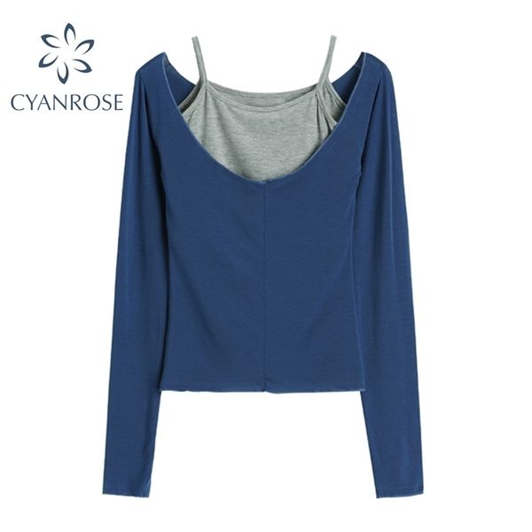 blue long sleeve deep crewneck t shirt and grey sleeveless camisole vest fitted outfits women spring basic sets ladies 210515, White
blue long sleeve deep crewneck t shirt and grey sleeveless camisole vest fitted outfits women spring basic sets ladies 210515, White
