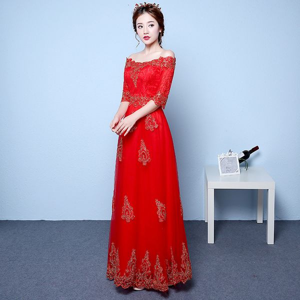 bridal toast spring and summer korean one shoulder long sleeve wedding women's self-cultivation annual meeting drs, White
bridal toast spring and summer korean one shoulder long sleeve wedding women's self-cultivation annual meeting drs, White
