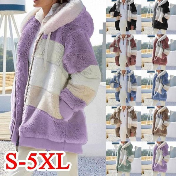 women's jackets plush hooded autumn and winter warm zipper mixed pocket streetwear loose clothing, Black;brown
women's jackets plush hooded autumn and winter warm zipper mixed pocket streetwear loose clothing, Black;brown
