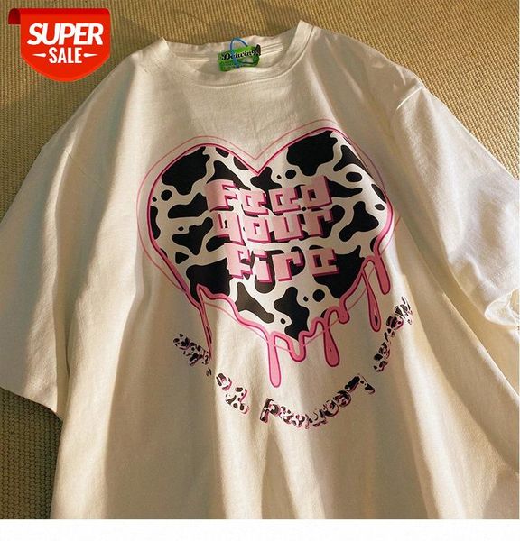 new korean version of loose short-sleeved t-shirt for female cows dissolving love printing couple outfit tide #hb5r, White
new korean version of loose short-sleeved t-shirt for female cows dissolving love printing couple outfit tide #hb5r, White