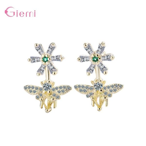stud cute 925 sterling silver flower bee asymmetric earrings fashion jewelry punk cubic zirconia for women girls, Golden;silver
stud cute 925 sterling silver flower bee asymmetric earrings fashion jewelry punk cubic zirconia for women girls, Golden;silver