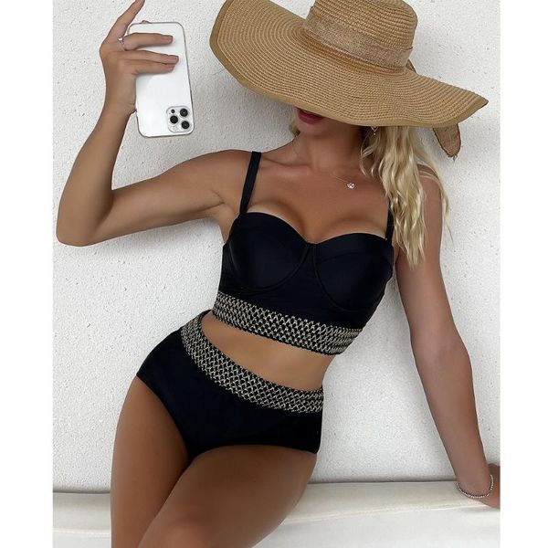 women's swimwear high waist 2022 black bikini women swimsuit vintage retro push up bathing suit halter biquini maillot de bain femme, White;black
women's swimwear high waist 2022 black bikini women swimsuit vintage retro push up bathing suit halter biquini maillot de bain femme, White;black