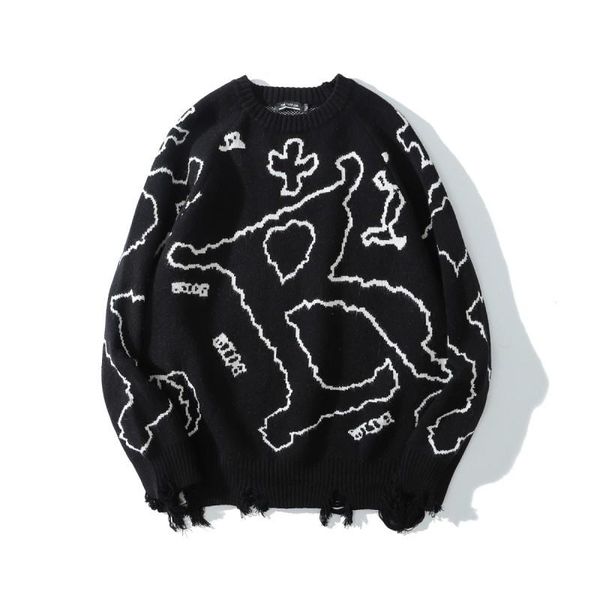 men's sweaters kiovno men hip printed knitted sweater oversized streetwear ripped for male rock style, White;black
men's sweaters kiovno men hip printed knitted sweater oversized streetwear ripped for male rock style, White;black