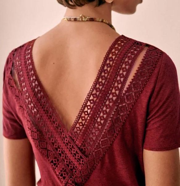 women's blouses & shirts women blouse lace stiching hollow out backless v-neck shirt and 2021 summer short sleeve sweet double wear, White
women's blouses & shirts women blouse lace stiching hollow out backless v-neck shirt and 2021 summer short sleeve sweet double wear, White