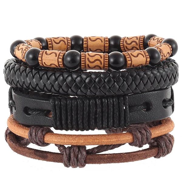 charm bracelets 4pcs/set dark brown black leather hippie punk scripture word bead cord knots wood beads layers man bracelet bangles, Golden;silver
charm bracelets 4pcs/set dark brown black leather hippie punk scripture word bead cord knots wood beads layers man bracelet bangles, Golden;silver
