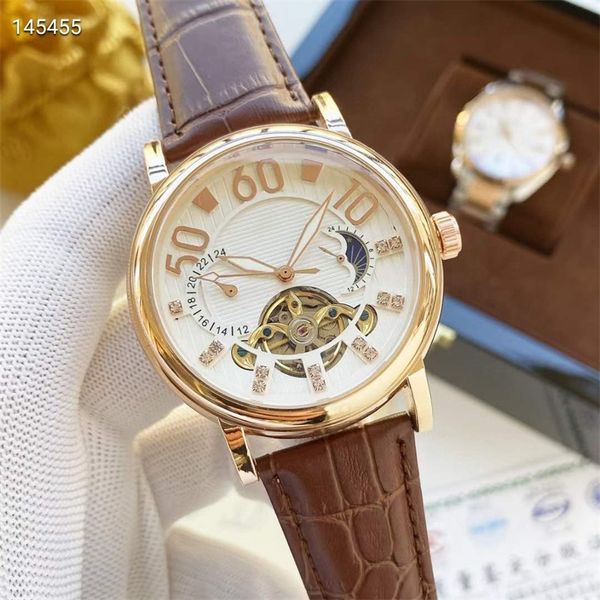 42mm mens watch mechanical movement black white dial fly wheel design brown black leather strap y145455 good, Slivery;brown
42mm mens watch mechanical movement black white dial fly wheel design brown black leather strap y145455 good, Slivery;brown