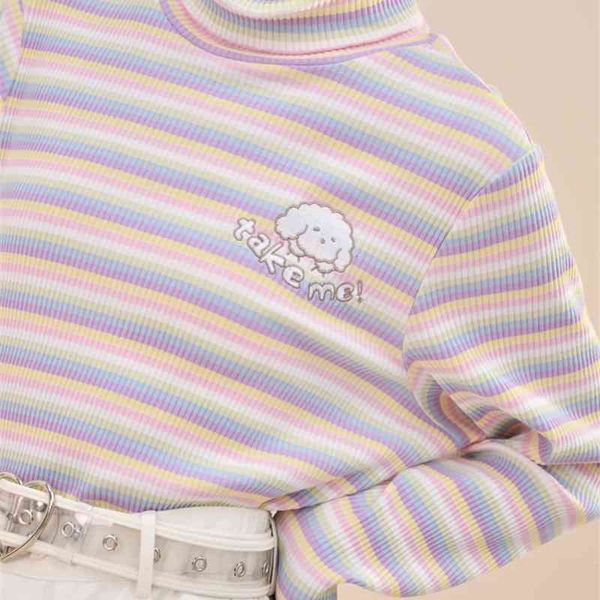 women's t-shirt harajuku sweets striped women t-shirts 2021 autumn cute long sleeve female clothing kawaii vintage ribbed turt, White
women's t-shirt harajuku sweets striped women t-shirts 2021 autumn cute long sleeve female clothing kawaii vintage ribbed turt, White