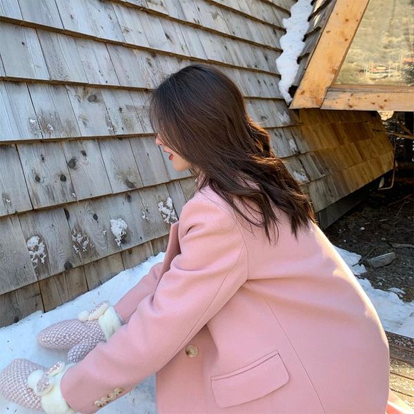 women's wool & blends women elegant woolen blend long coat autumn winter female slim fit lapel overcoat outerwear spring pink jacket, Black
women's wool & blends women elegant woolen blend long coat autumn winter female slim fit lapel overcoat outerwear spring pink jacket, Black