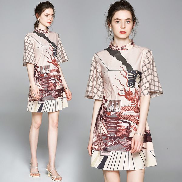 casual dresses vintage cartoon print women plaid female stand collar flare sleeve summer a-line mini cheongsam pmqb, Black;gray
casual dresses vintage cartoon print women plaid female stand collar flare sleeve summer a-line mini cheongsam pmqb, Black;gray