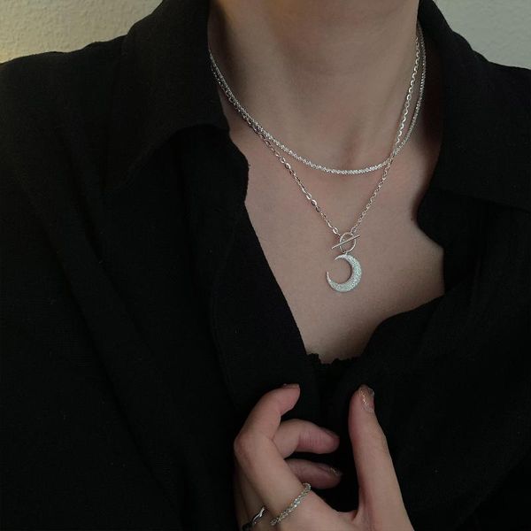 pendant necklaces shimmering sand moon ot clasp necklace women's simple niche clavicle chain cool wind neck choker, Silver
pendant necklaces shimmering sand moon ot clasp necklace women's simple niche clavicle chain cool wind neck choker, Silver