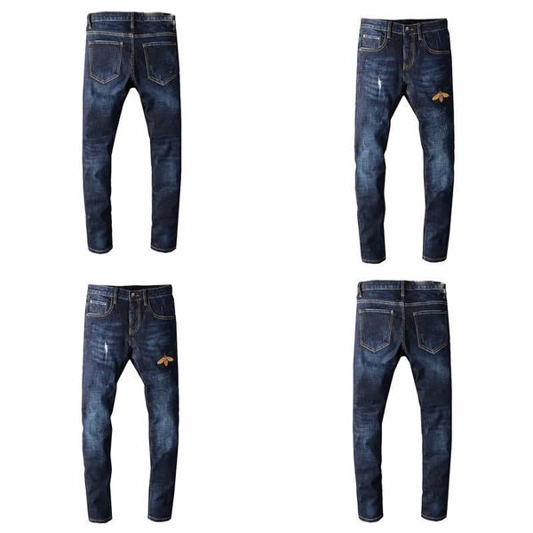 brand pants and jeans shorts embroidery bee crown jeans mens distressed ripped skinny trousers luxury slim motorcycle mo, Blue
brand pants and jeans shorts embroidery bee crown jeans mens distressed ripped skinny trousers luxury slim motorcycle mo, Blue