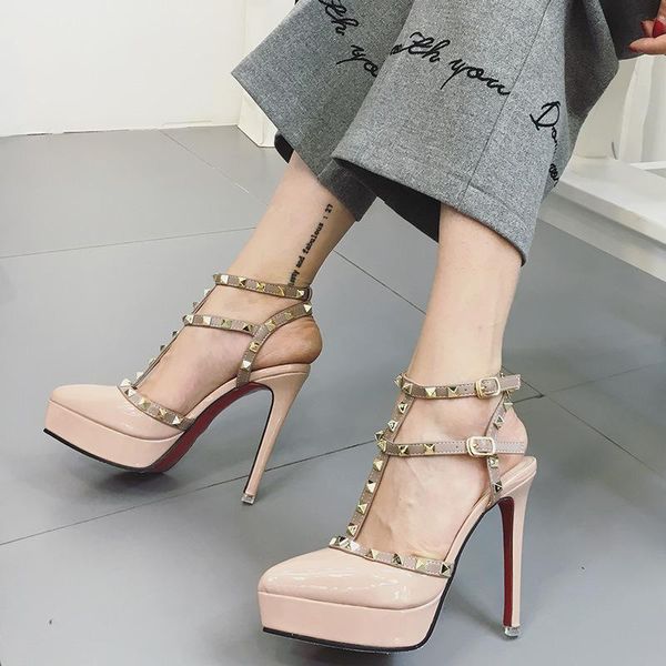 dress shoes european and american wind fashion high heels pointed platform rivet stiletto heel was thin club, Black
dress shoes european and american wind fashion high heels pointed platform rivet stiletto heel was thin club, Black