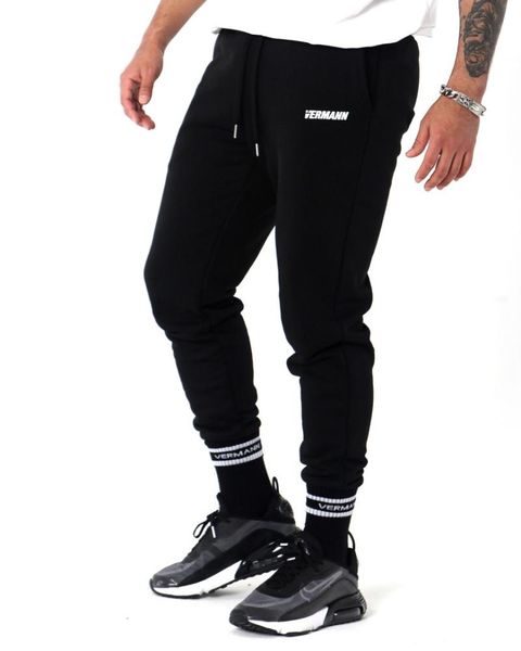 

men's pants mens cotton sweatpants joggers autumn winter man gyms fitness bodybuilding workout trousers men casual pencil, Black