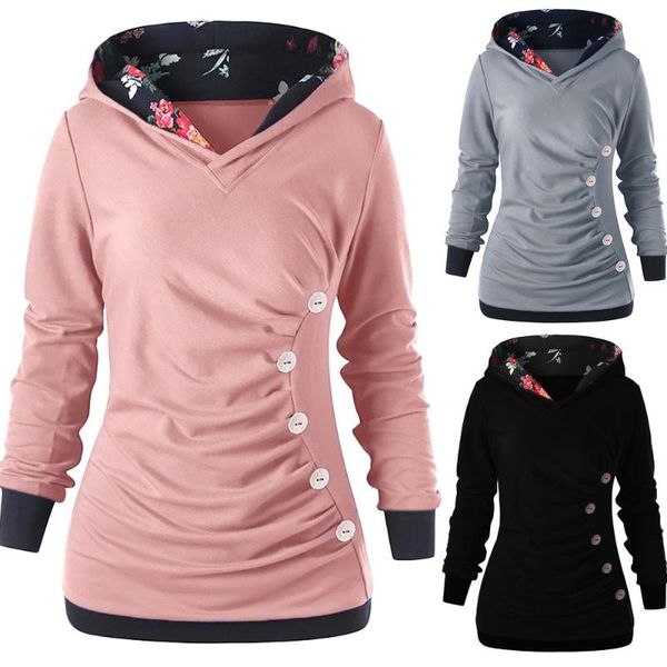 fashionable women sweatshirt long sleeve hoodies with button printed solid autumn pullover women's & sweatshirts, Black
fashionable women sweatshirt long sleeve hoodies with button printed solid autumn pullover women's & sweatshirts, Black