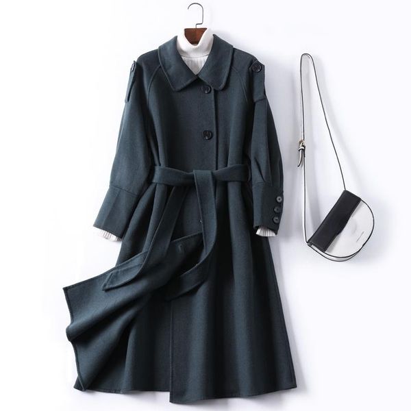women's wool & blends fashion autumn coat women long elegant coats with belt jacket korean trench 2021 manteau femme wpy4214, Black
women's wool & blends fashion autumn coat women long elegant coats with belt jacket korean trench 2021 manteau femme wpy4214, Black