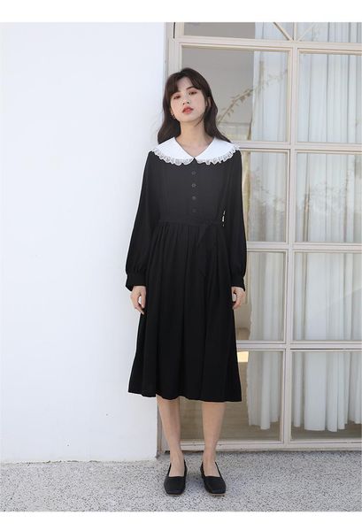casual dresses women vintage style buttoned strap decorative long sleeve dress, Black;gray
casual dresses women vintage style buttoned strap decorative long sleeve dress, Black;gray