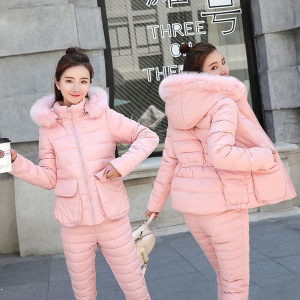 women's two piece pants winter jacket women slim short fashion thick coat two-piece suit padded cotton trend conjunto moletom feminino, White
women's two piece pants winter jacket women slim short fashion thick coat two-piece suit padded cotton trend conjunto moletom feminino, White