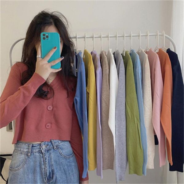 women's knits & tees ladies button v-neck pullover sweater fall winter outer solid color cardigan long-sleeved short knitted h497, White
women's knits & tees ladies button v-neck pullover sweater fall winter outer solid color cardigan long-sleeved short knitted h497, White