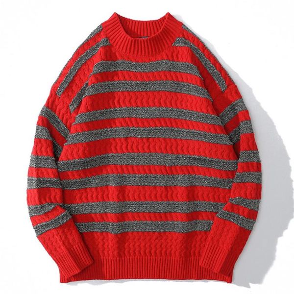 men's sweaters men casual pullover harajuku matching black red striped knitted hip hop loose autumn winter, White;black
men's sweaters men casual pullover harajuku matching black red striped knitted hip hop loose autumn winter, White;black