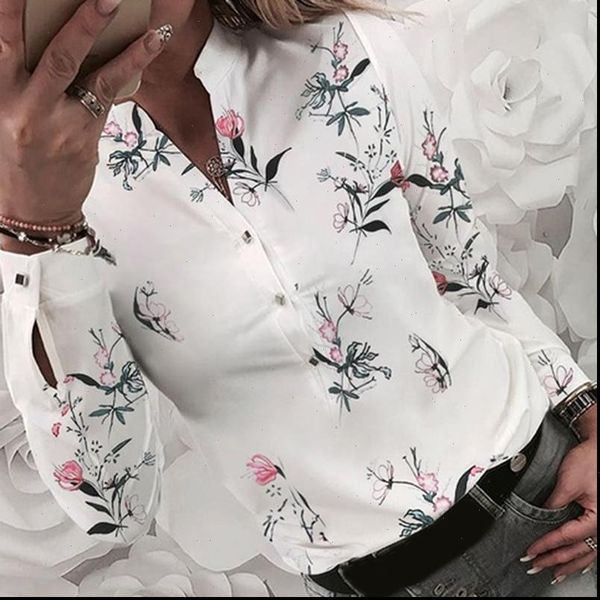 women blouses womens shirts floral blouse long sleeve camisas femininas printing button for spring, White
women blouses womens shirts floral blouse long sleeve camisas femininas printing button for spring, White