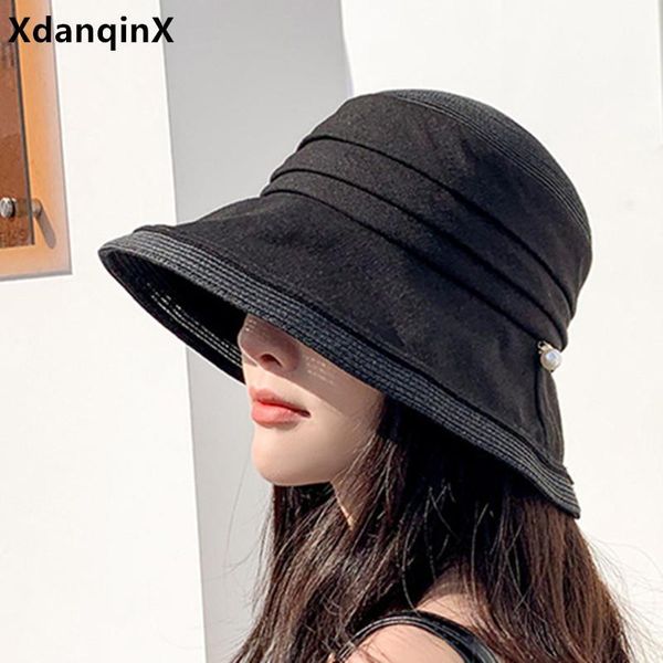wide brim hats xdanqinx 2021 summer women's hat sun protection anti-uv foldable beach elegant lady travel breathable straw, Blue;gray
wide brim hats xdanqinx 2021 summer women's hat sun protection anti-uv foldable beach elegant lady travel breathable straw, Blue;gray
