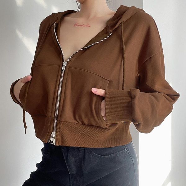 women's hoodies & sweatshirts saleqi casual brown cropped zip up hoodie women harajuku loose autumn sweatshirt with hooded basic jacket, Black
women's hoodies & sweatshirts saleqi casual brown cropped zip up hoodie women harajuku loose autumn sweatshirt with hooded basic jacket, Black