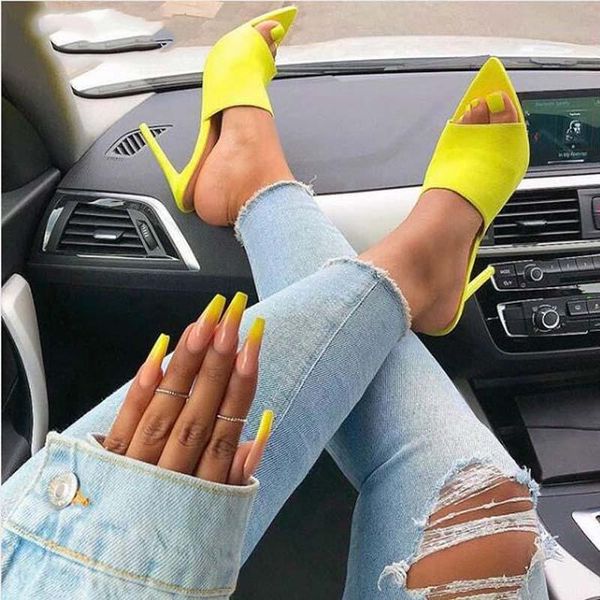 slippers candy lemon yellow pointed stiletto sandals high heel 12.5cm rubber sole red quality woman shoes, Black
slippers candy lemon yellow pointed stiletto sandals high heel 12.5cm rubber sole red quality woman shoes, Black