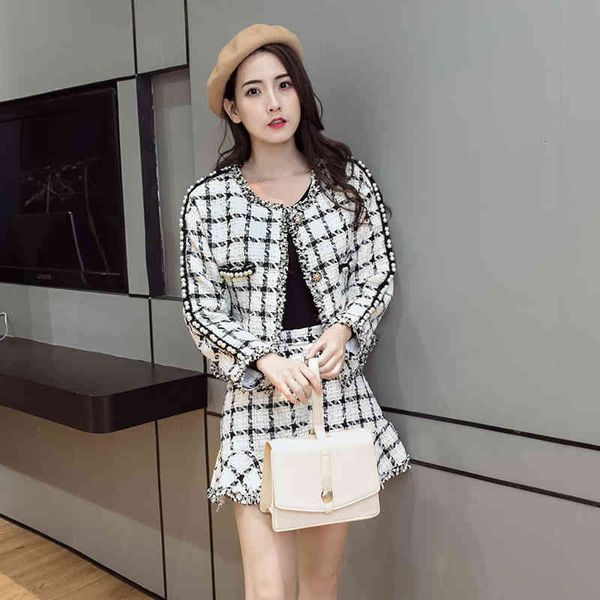 two piece dress small fragrance pearls set fall winter women elegant beading tweed plaid jacket coat + mini pencil mermaid skirt s, White
two piece dress small fragrance pearls set fall winter women elegant beading tweed plaid jacket coat + mini pencil mermaid skirt s, White