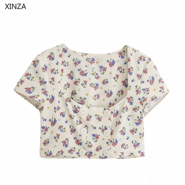 women's blouses & shirts women retro floral print cropped shirt short sleeve double breasted linen flower blouse female chic eleg, White
women's blouses & shirts women retro floral print cropped shirt short sleeve double breasted linen flower blouse female chic eleg, White