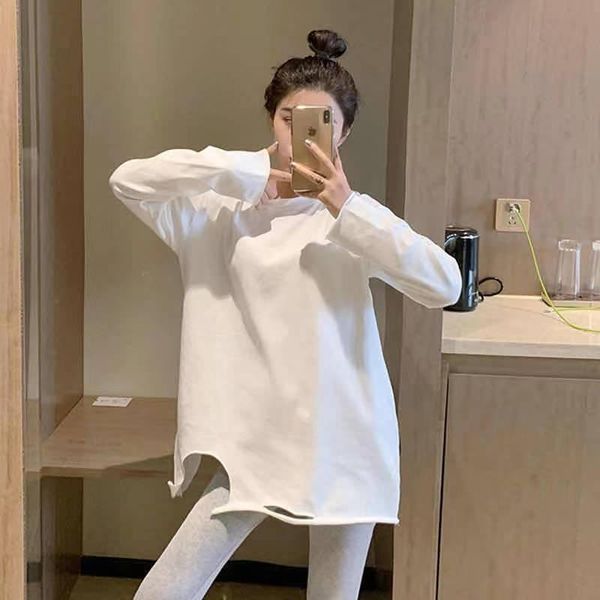 woman tshirts 2021 mid-length long sleeve t-shirt loose hole white ropa mujer camisetas women's
woman tshirts 2021 mid-length long sleeve t-shirt loose hole white ropa mujer camisetas women's