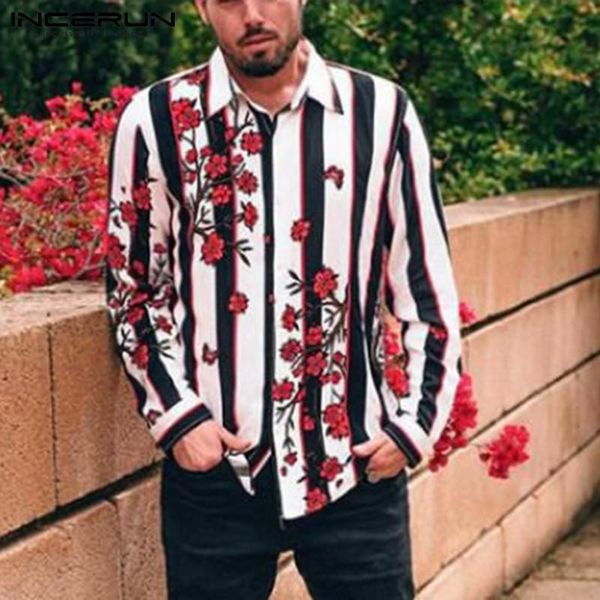men shirts fashion striped long sleeve lapel camisa rose printed blusas casual loose buttons chemise streetwear 3xl men's, White;black
men shirts fashion striped long sleeve lapel camisa rose printed blusas casual loose buttons chemise streetwear 3xl men's, White;black