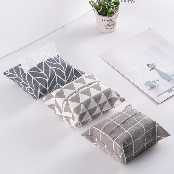 tissue boxes & napkins 3pcs cotton linen paper towel bag cover car home napkin box organizer