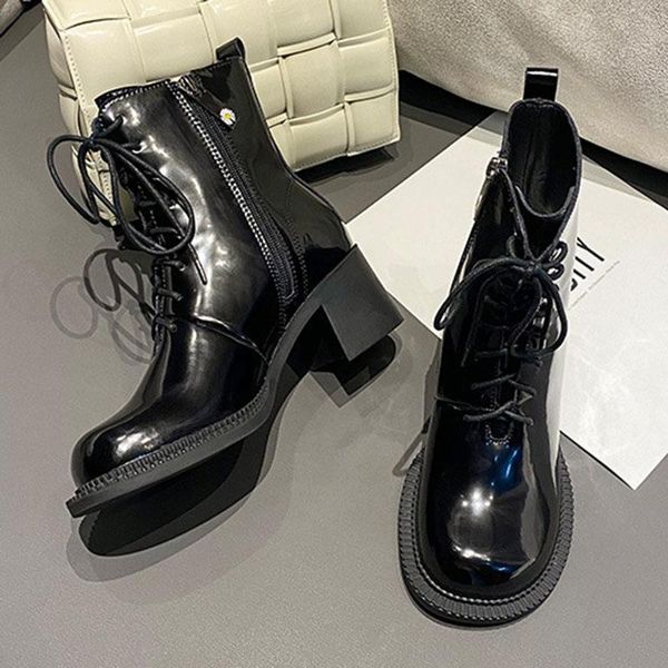 boots daisy student japanned leather women shoes british botas mujer lace up&zipper chunky high heels riding 2021, Black
boots daisy student japanned leather women shoes british botas mujer lace up&zipper chunky high heels riding 2021, Black