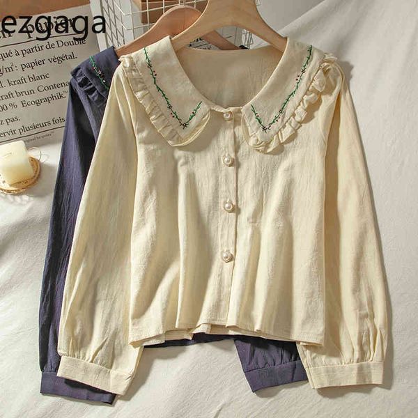 ezgaga flower shirt women embroidery peter pan collar tender french style loose sweet student fashion blouse button y2k casual 210430, White
ezgaga flower shirt women embroidery peter pan collar tender french style loose sweet student fashion blouse button y2k casual 210430, White