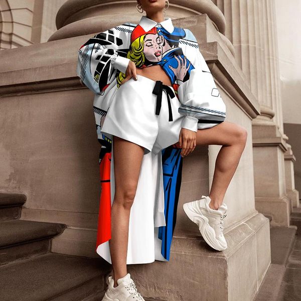 women's tracksuits women elegant 2 piece sets casual button long shirt + fashion print drawstring sweatpants shorts outfits streetwear, Gray
women's tracksuits women elegant 2 piece sets casual button long shirt + fashion print drawstring sweatpants shorts outfits streetwear, Gray