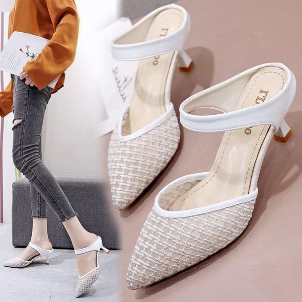 alan 2021 fine heel sandals pointed toe mesh slingback for women party shoes elegant pumps slippers, Black
alan 2021 fine heel sandals pointed toe mesh slingback for women party shoes elegant pumps slippers, Black