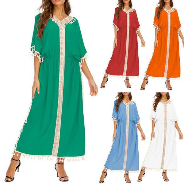 women's swimwear women summer beach tassel loose kaftan dress plain holiday sundress plus sizes, White;black
women's swimwear women summer beach tassel loose kaftan dress plain holiday sundress plus sizes, White;black