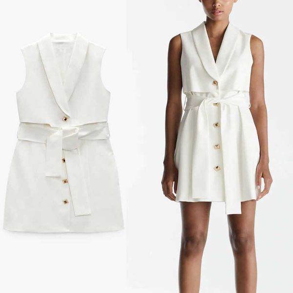 za summer belted vest dress women sleeveless waistcoat office lady mini dresses fashion button up woman white fit dress 210602, Black;gray
za summer belted vest dress women sleeveless waistcoat office lady mini dresses fashion button up woman white fit dress 210602, Black;gray