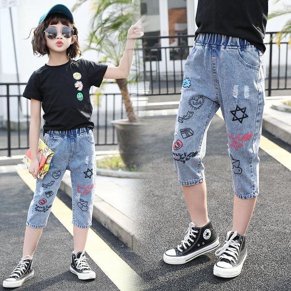summer middle school children capris for girls denim pants geometric straight jeans 4 to 12 years old, Blue
summer middle school children capris for girls denim pants geometric straight jeans 4 to 12 years old, Blue