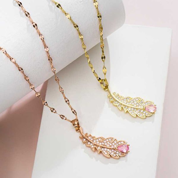 chains 316l stainless steel simple feather leaves zircon pendant charms chain choker necklace for women fashion fine jewelry san669, Silver
chains 316l stainless steel simple feather leaves zircon pendant charms chain choker necklace for women fashion fine jewelry san669, Silver
