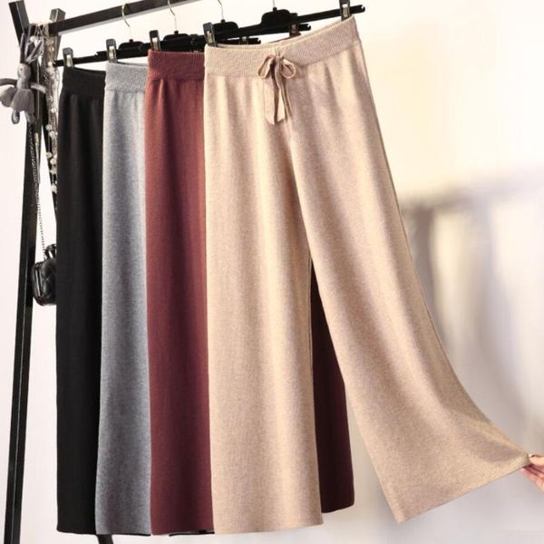women's pants & capris fashion women trousers autumn winter knitted wide leg elastic high waist female casual loose pant, Black;white
women's pants & capris fashion women trousers autumn winter knitted wide leg elastic high waist female casual loose pant, Black;white