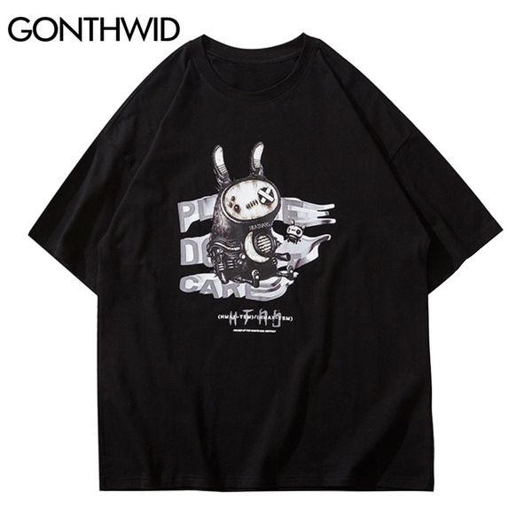 short sleeve t-shirts streetwear hip hop men rabbit robot print tees shirts casual cotton harajuku tshirt male 210602, White;black
short sleeve t-shirts streetwear hip hop men rabbit robot print tees shirts casual cotton harajuku tshirt male 210602, White;black