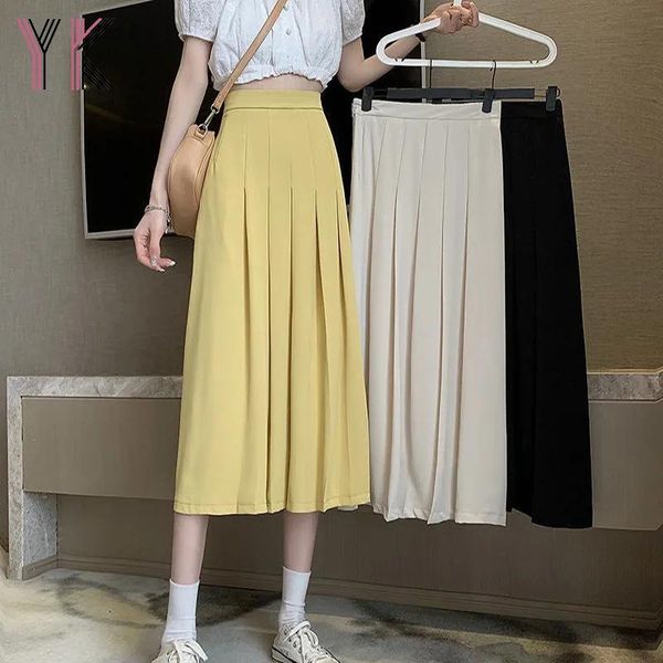 skirts midi long women 2021 summer casual simple solid yellow korean pleated a-line high waist female streetwear, Black
skirts midi long women 2021 summer casual simple solid yellow korean pleated a-line high waist female streetwear, Black