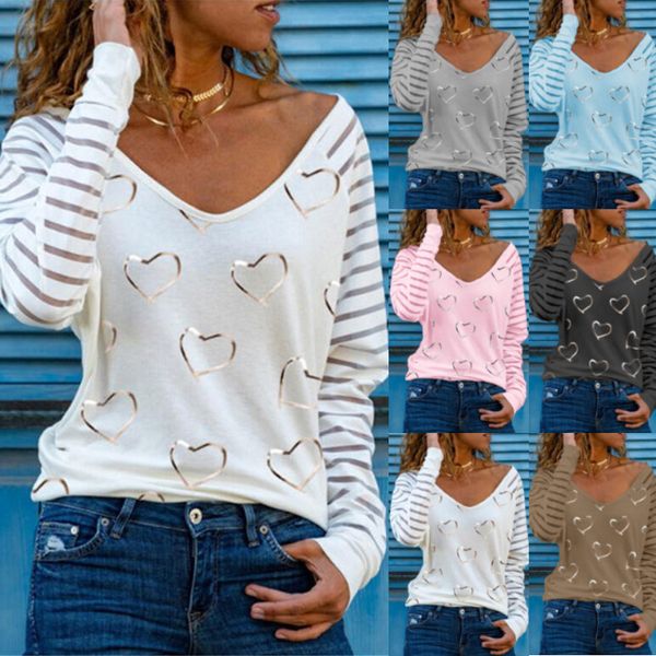tees women's t-shirt2021 casual loose love print v-neck long sleeve t-shirt wear, White
tees women's t-shirt2021 casual loose love print v-neck long sleeve t-shirt wear, White