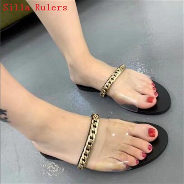 slippers chain-decorated flats women sandals transparent ppc black leather slides shoes woman sandalias mujer
slippers chain-decorated flats women sandals transparent ppc black leather slides shoes woman sandalias mujer
