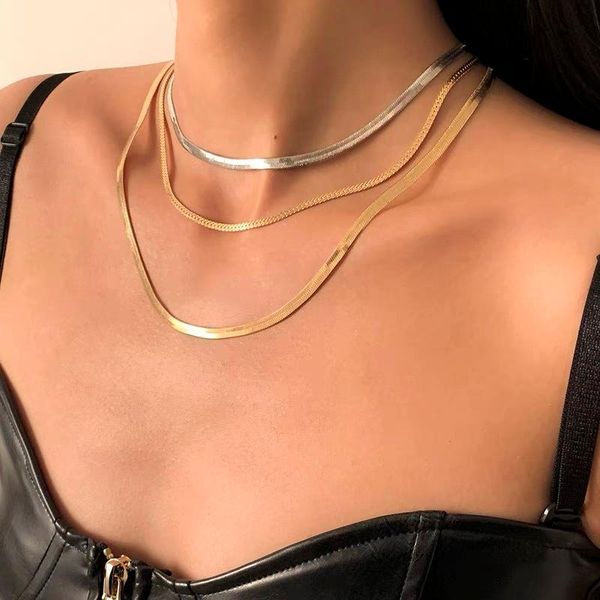 chains chic women snake chain necklace, flat herringbone links choker, stainless steel metal layered elegant minimalist neck, Silver
chains chic women snake chain necklace, flat herringbone links choker, stainless steel metal layered elegant minimalist neck, Silver