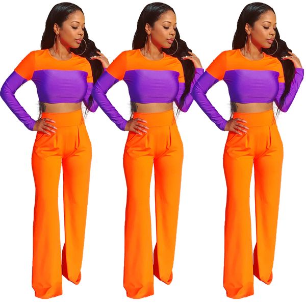 european and american tracksuits fashion women's clothing stit stitching high waist flared pants casual suit onebabes, Gray 
european and american tracksuits fashion women's clothing stit stitching high waist flared pants casual suit onebabes, Gray