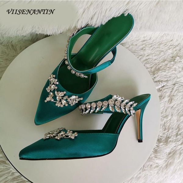 slippers stiletto rhinestone half spring and summer pointed toe silk satin wedding banquet dress sandals, Black
slippers stiletto rhinestone half spring and summer pointed toe silk satin wedding banquet dress sandals, Black